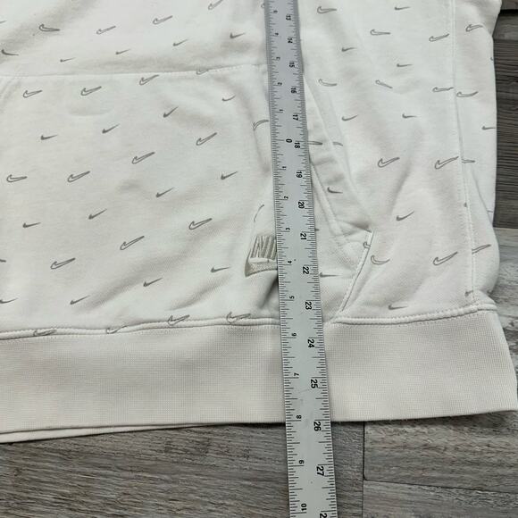 Nike Sportswear White Mens L Gray AOP Mini Swoosh Club Fleece Pullover‎ Hoodie - Picture 9 of 11